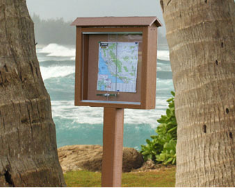 Single Sided Small Recycled Plastic Message Center With One Post