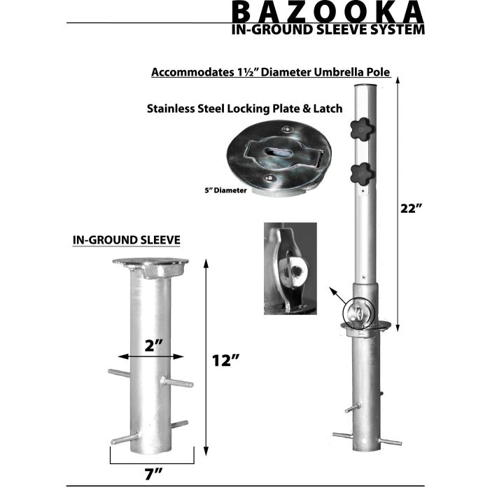 inground patio umbrella holder In-ground Base for Offset Cantilever Umbrella,Universal Base saving umbrella base Bazooka Inground System