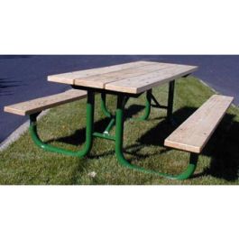 8-Ft. Treated Wood Picnic Table with 2-3/8 OD Painted Metal Frame