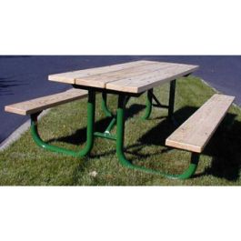 6-Ft. Treated Wood Picnic Table with 2-3/8 OD Painted Metal Frame