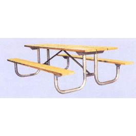 8-Ft. Treated Wood Picnic Table Heavy Duty Galvanized Metal Frame