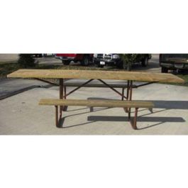 10-Ft. ADA Wood Picnic Table with 11-Gauge Galvanized Metal Frame - PRE-DRILLED PLANKS