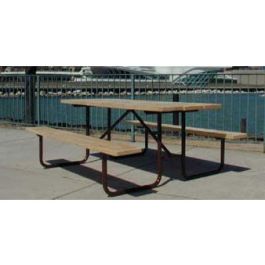 8-Ft. Wood Picnic Table with 11-Gauge Painted Metal Frame - PRE-DRILLED