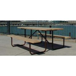 6-Ft. Wood Picnic Table with 11-Gauge Painted Metal Frame - PRE-DRILLED