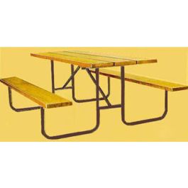 4-Ft. Wood Picnic Table with 14-Gauge Painted Metal Frame,PRE-DRILLED