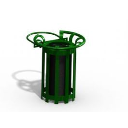 32-Gal. Breckenridge Series Round Covered Top Metal Trash Receptacle