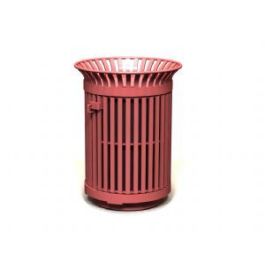 32-Gal. English Series Round Open Top Metal Trash Receptacle with Liner