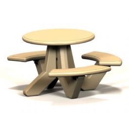 66Dia. 'Mesa' Round Concrete Picnic Table - 3 Seats