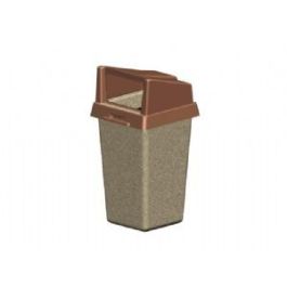 36-Gal. Square Covered Top Concrete Trash Receptacle - 25L x 25W x 37H