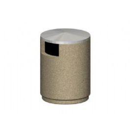 55-Gal. Round Covered Top Concrete Trash Receptacle - 30D x 42H