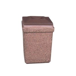 20-Gal. Square Open Top Concrete Trash Receptacle - 24L x 24W x 37H