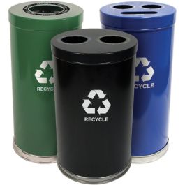 35 Gal. Recycling Unit, 18 Diameter, Three 11.5 Gallon Plastic Liners