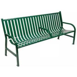 6 Ft. Slatted Metal Bench with Arm