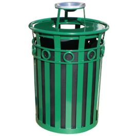 36 Gal. Receptacle with Rain Cover Lid And Plastic Liner