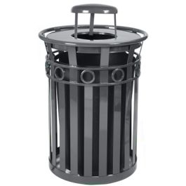36 Gal. Receptacle with Rain Cover Lid and Plastic Liner