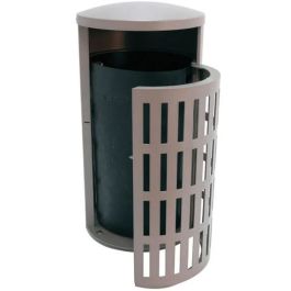 41-Gal. Round Covered Top Steel Trash Receptacle w Side Door & Liner