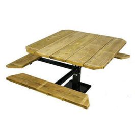 48 Single Pedestal Wooden Inground ADA Picnic Table with 3 Seats