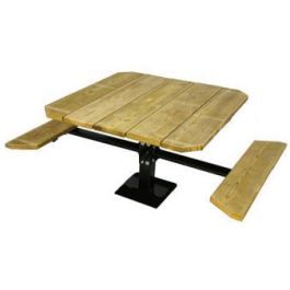 48 Single Pedestal Recycled Plastic ADA Picnic Table with 2 Seats