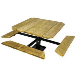 48 Single Pedestal Recycled Plastic ADA Picnic Table with 3 Seats