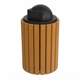 32 Gallon Recycled Plastic Trash Receptacle with Round Top Lid
