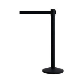 Set of 2 Black Powder Coated Steel Stanchion with 7'6 Belt