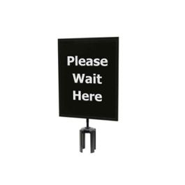 Black Steel Sign Frame 'Please Wait Here' (one side only)
