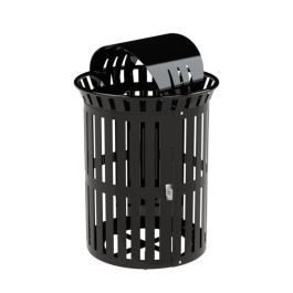 36 Gallon Slatted Steel Trash Receptacle 