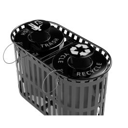 Slatted Double 36 Gallon Trash and Recycling Receptacle