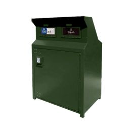BearSaver CE Series Dual Bear Proof Trash Receptacle with Chute Top - 80 Gallon