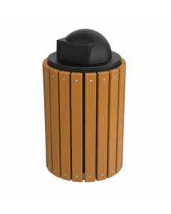 32 Gallon Recycled Plastic Trash Receptacle with Round Top Lid