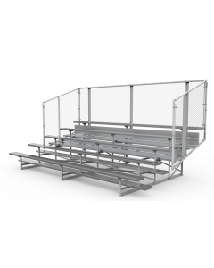 5 Row Aluminum Bleacher with Galvanized Steel Frame - Chain Link Fence - Baseline Series