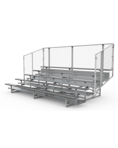 5 Row Aluminum Bleacher with Galvanized Steel Frame - Chain Link Fence - Vantage Series