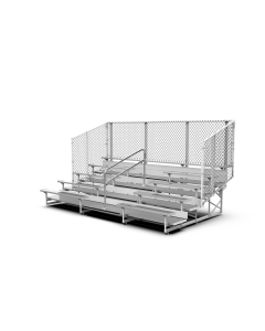 5 Row Aluminum Bleacher with Galvanized Steel Frame - Chain Link Fence - Proline Series