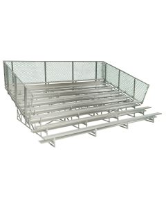 8 Row Aluminum Bleacher with Galvanized Steel Frame - Chain Link Fence - Baseline Series