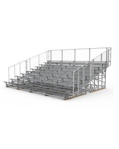 10 Row Aluminum Bleacher with Galvanized Steel Frame - Vertical Picket Fence - Vantage Series
