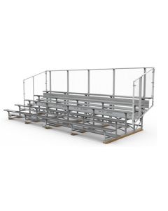5 Row Transportable Aluminum Bleacher with Galvanized Steel Frame - Chain Link Fence - Baseline Series