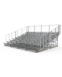 10 Row Transportable Aluminum Bleacher with Galvanized Steel Frame - Chain Link Fence - Vantage Series