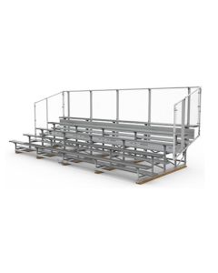5 Row Transportable Aluminum Bleacher with Galvanized Steel Frame - Vertical Picket Fence - Baseline Series