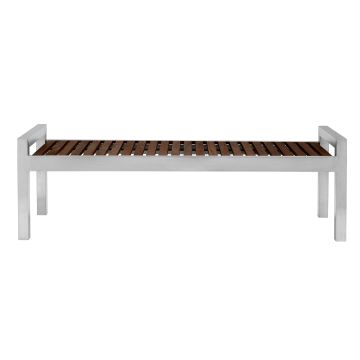 Skyline Wood and Stainless Backless Bench