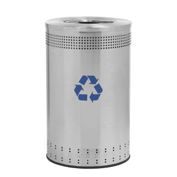 Imprinted 45-Gal Stainless Steel Recycling Receptacle