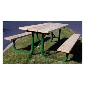 6-Ft. Treated Wood Picnic Table with 2-3/8 OD Painted Metal Frame