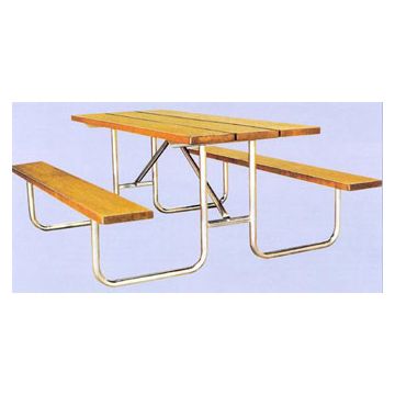 8-Ft. Wood Picnic Table with 14-Gauge Galvanized Metal Frame - PRE-DRILLED