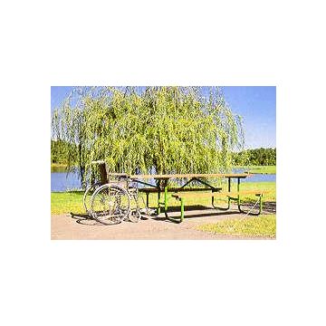 8-Ft. ADA Treated Wood Picnic Table - Heavy-Duty 2-3/8OD Galv. Metal Frame