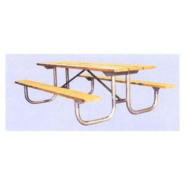 8-Ft. Treated Wood Picnic Table Heavy Duty Galvanized Metal Frame