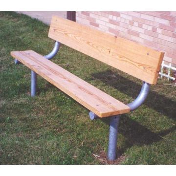 4-Ft. Stationary Wood Bench with 2.375 OD Galvanized Metal Frame