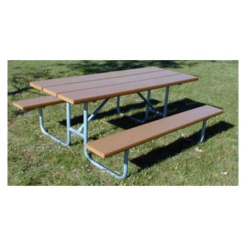 6-Ft. Recycled Plastic Picnic Table, 11-Gauge Galvanized Steel Frame