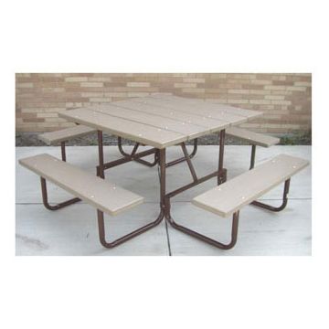 48 Square Recycled Plastic Lumber Picnic Table - Painted Steel  Frame