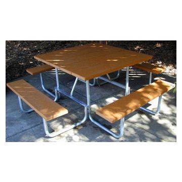48 Square Recycled Plastic Lumber Picnic Table - Galvanized Steel  Frame