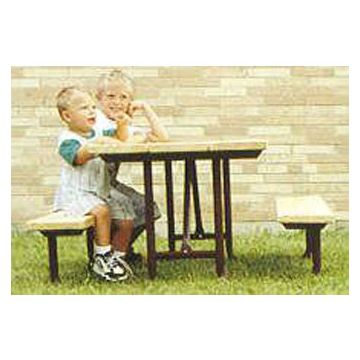 8-Ft. Wood Tot Table - 14-Gauge Painted Metal Frame - PRE-DRILLED PLANKS