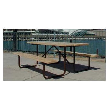 8-Ft. Wood Picnic Table with 11-Gauge Painted Metal Frame - PRE-DRILLED